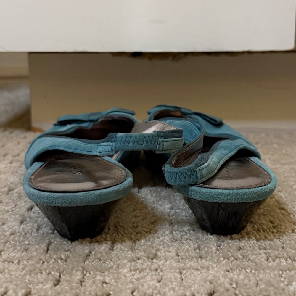 Alfani Teal Suede Slingback Kitten Heels Bow Detail (Size 10) - Picture 4 of 8